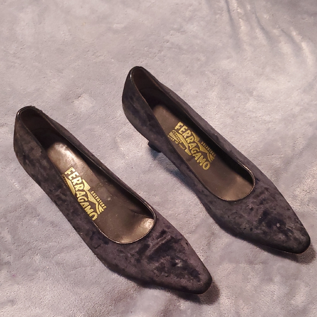 Salvatore Ferragamo Dark Velvet Heels